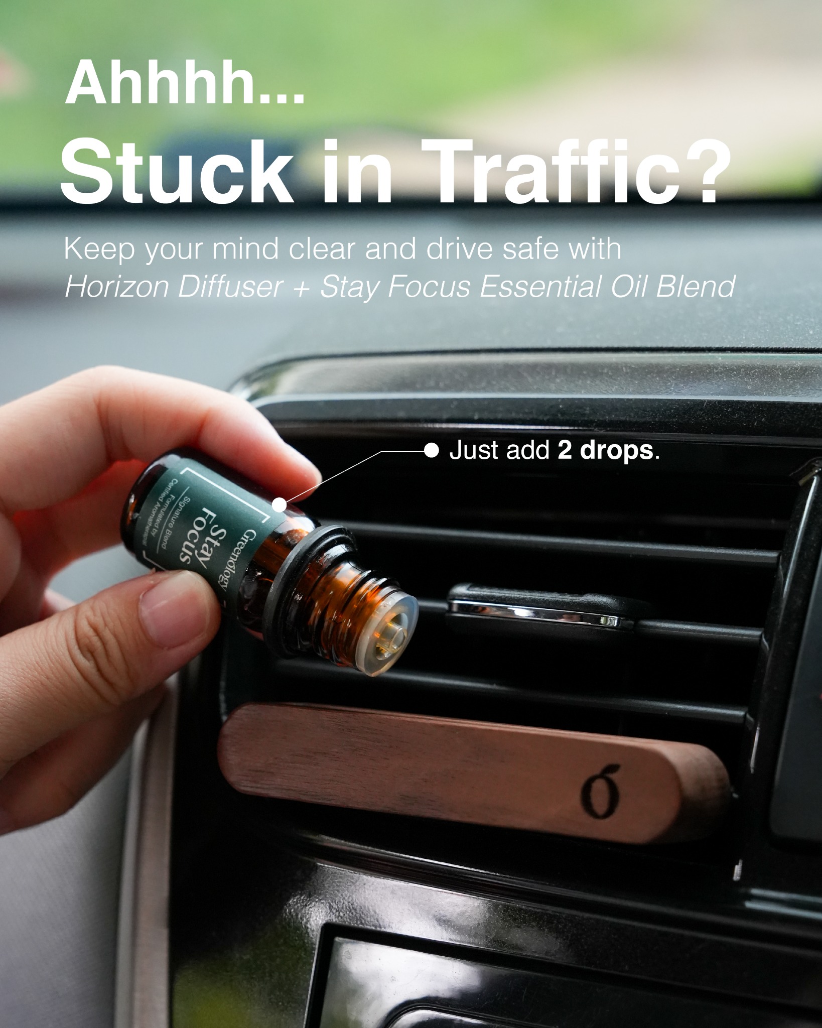 Greenology Malaysia Facebook ad: Tired of stuffy car air and that mid-drive…