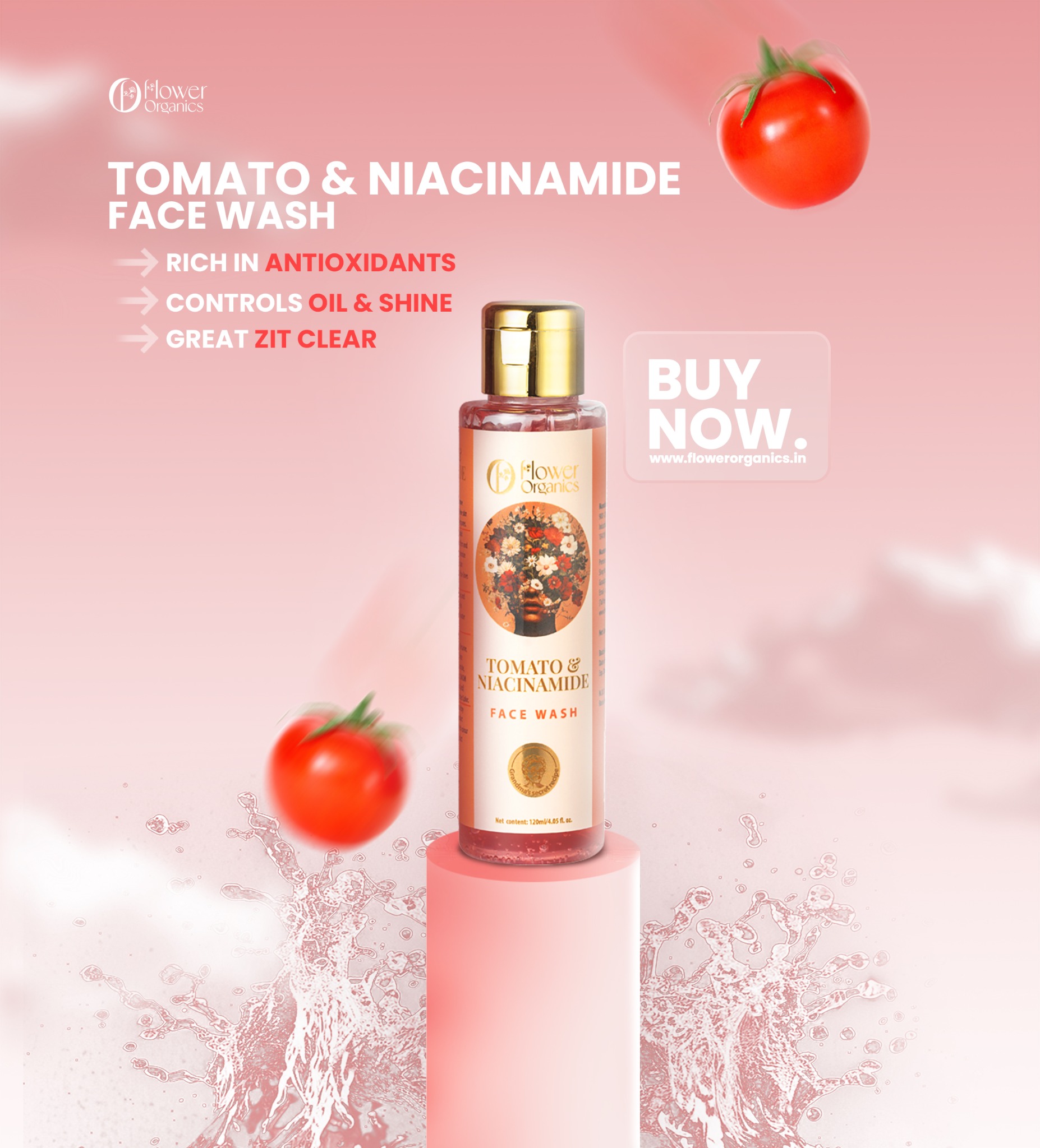 Flower Organics Facebook ad: Glow & Radiance Angle