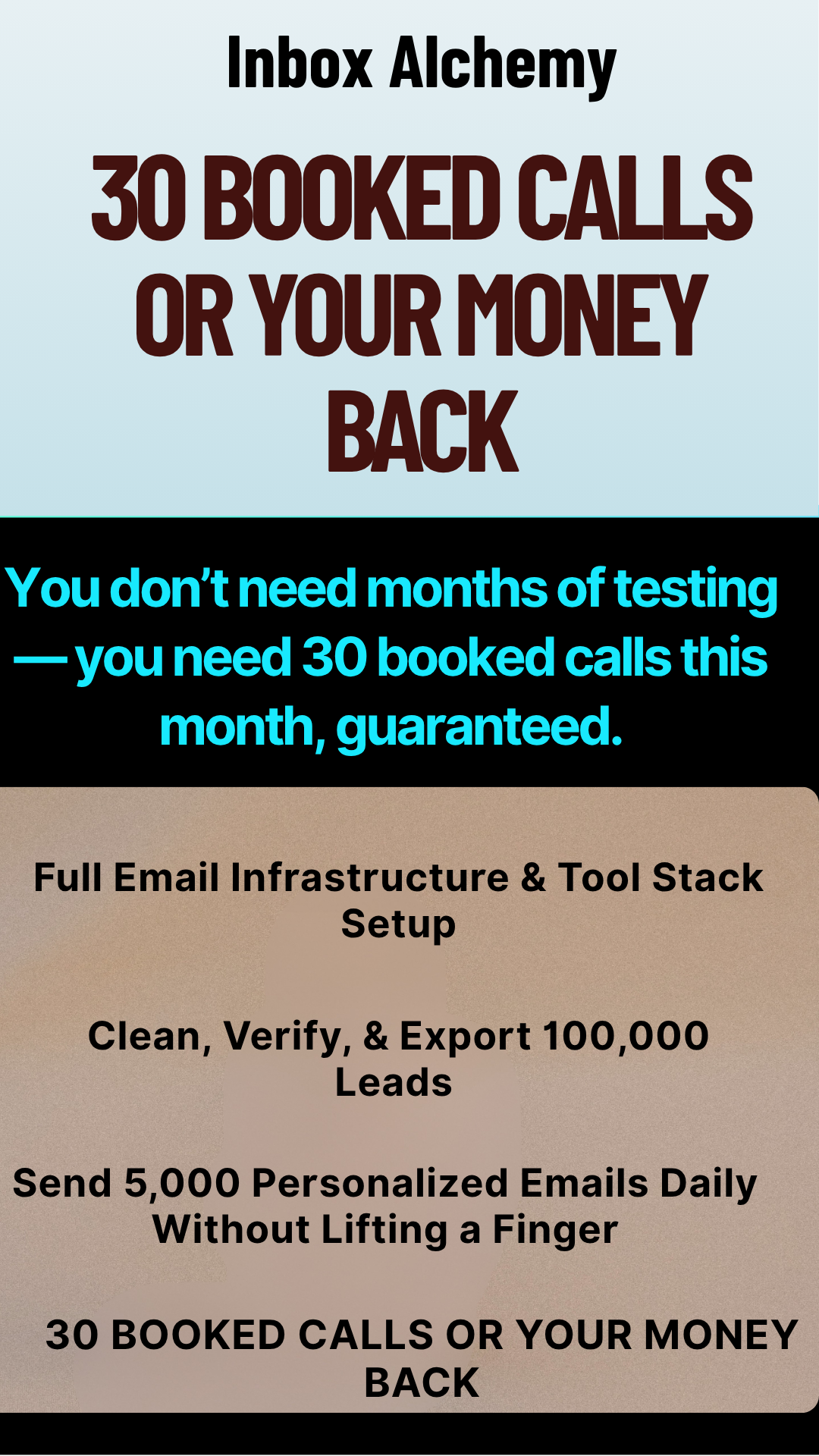 Inbox Alchemy X Facebook ad: Never Guess Your Next Client, Inbox Alchemy Books 30…
