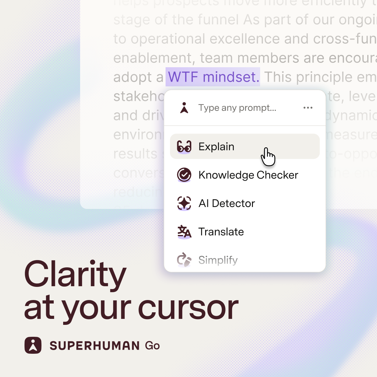 Superhuman Facebook ad: Highlight to understand