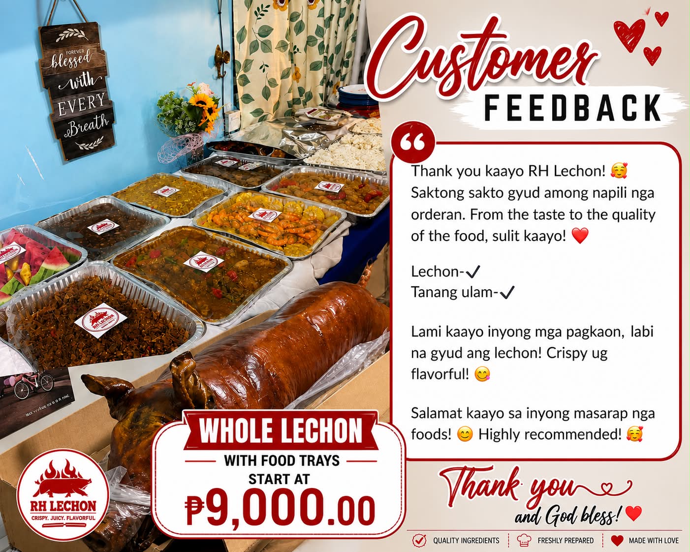 RH Lechon and Event Catering Services Facebook ad: ANOTHER HAPPY CUSTOMER!