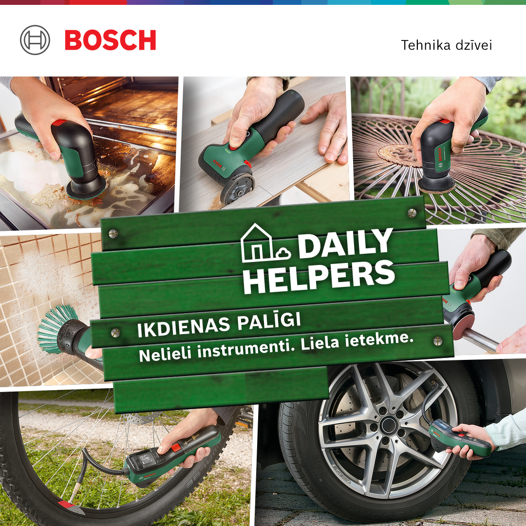 Bosch Latvija Facebook ad: Atklājiet kompaktos un ērti lietojamos Bosch Daily Helpers…