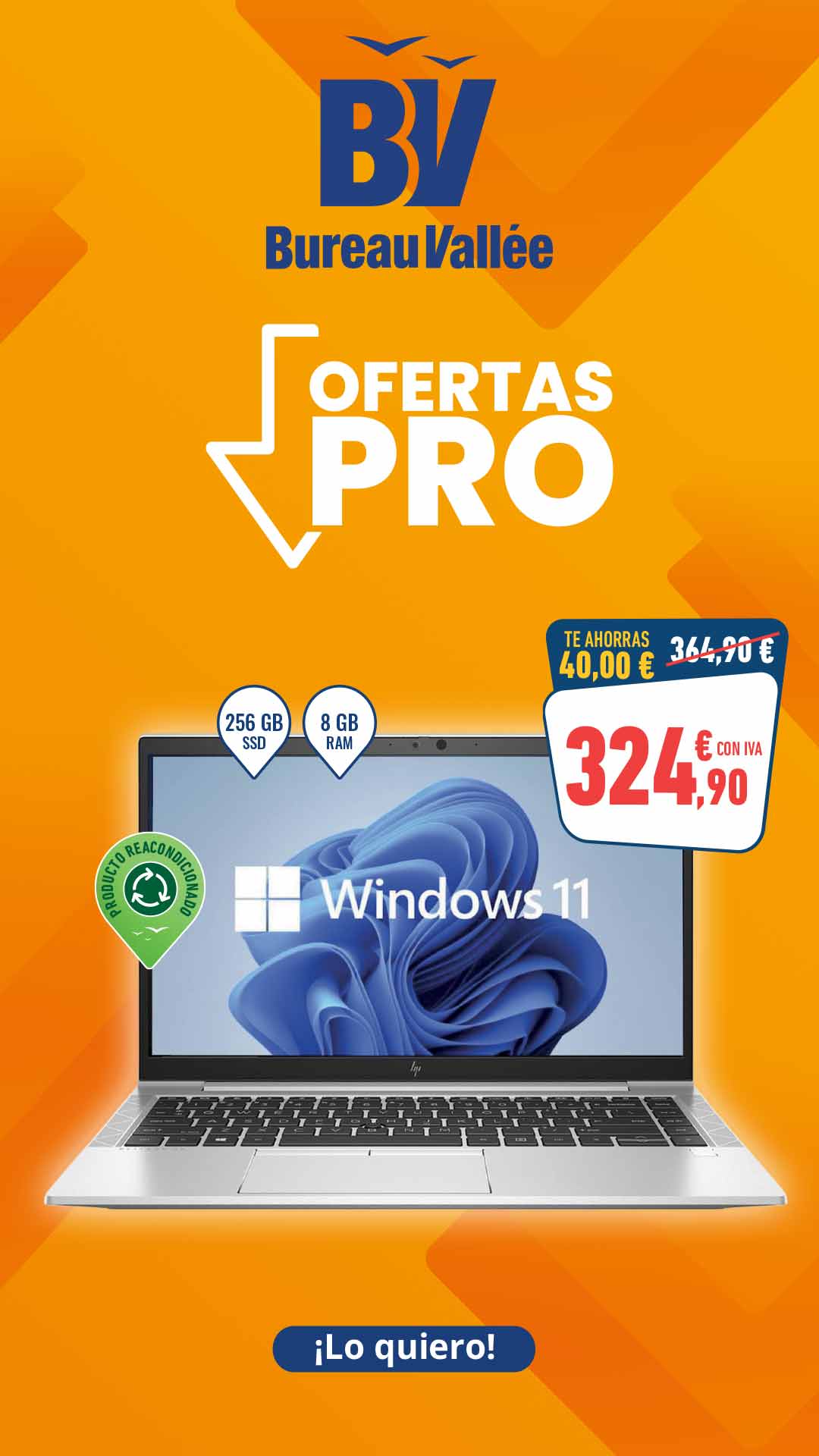 Bureau Vallée Bilbondo Facebook ad: PORTÁTIL REACONDICIONADO HP ELITEBOOK 840 G7 CI5 1021U…