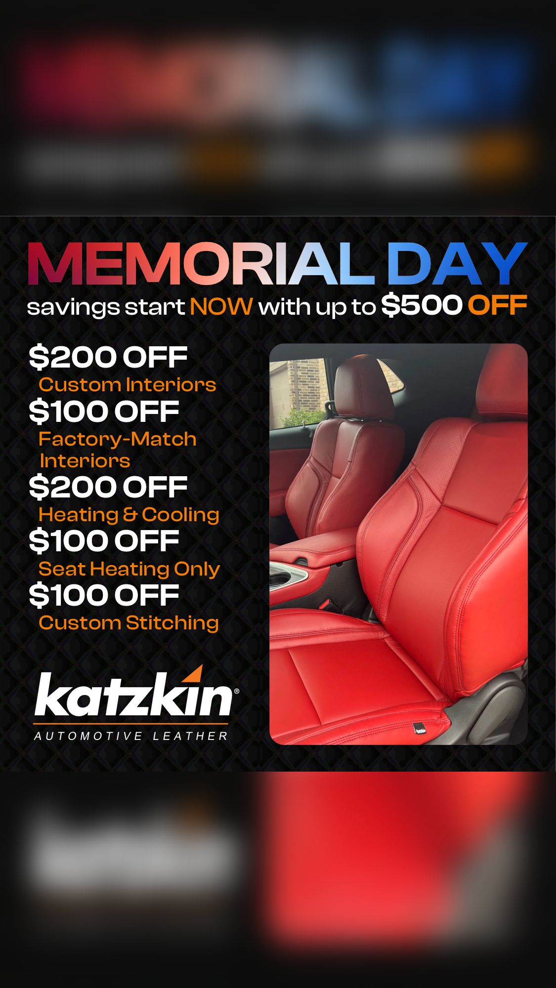 Katzkin Leather Facebook ad from May 18, 2026