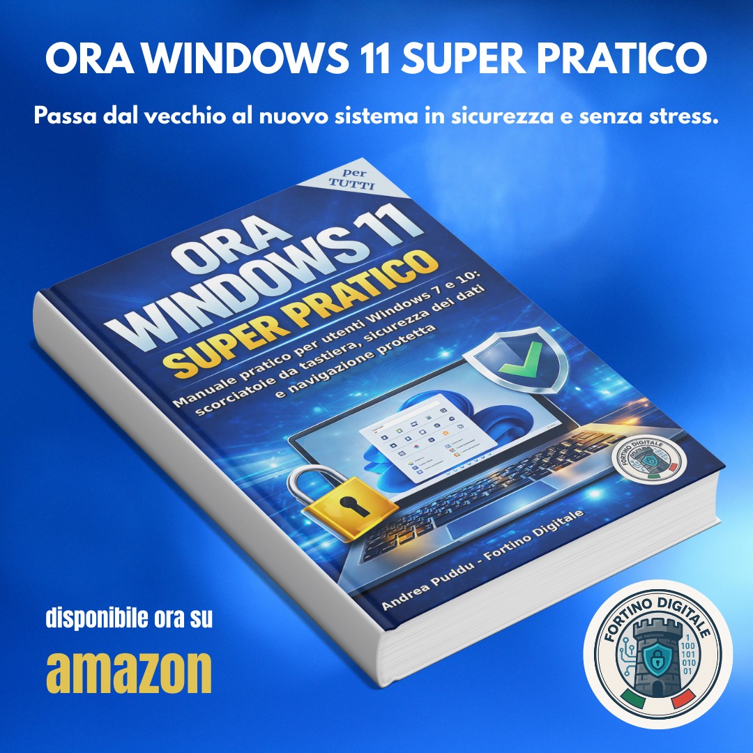 Fortino Digitale - Sicurezza dei Dati e AI Facebook ad: ORA WINDOWS 11 SUPER PRATICO: Manuale pratico per utenti…