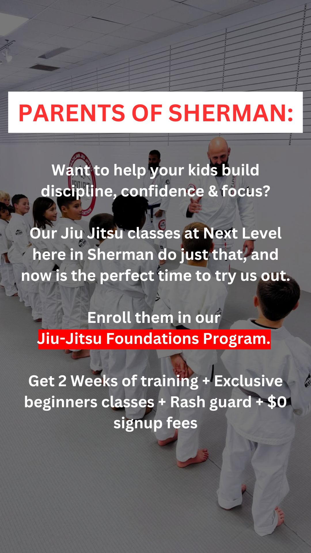 Next Level BJJ Sherman Facebook ad