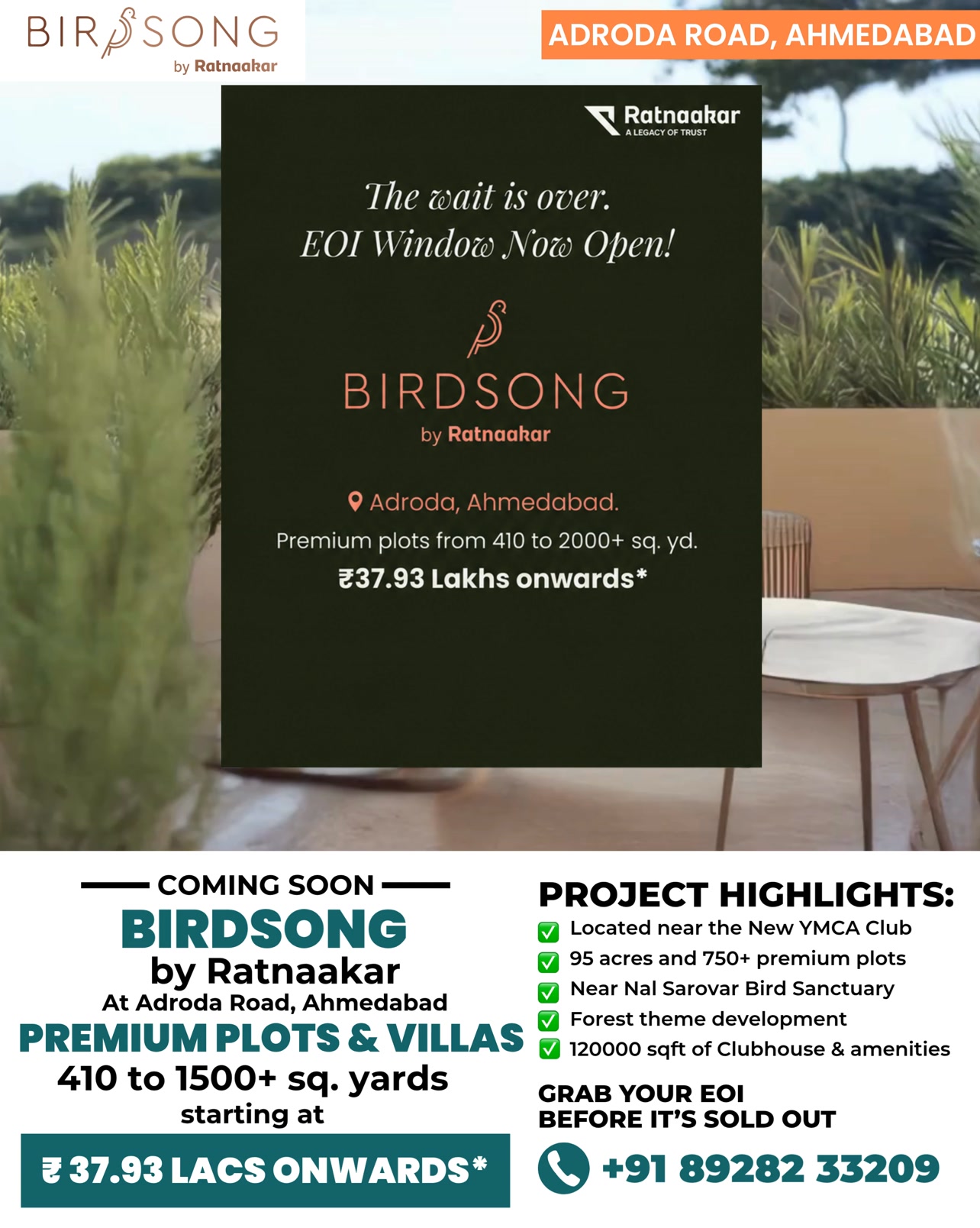 Birdsong by Ratnaakar Facebook ad: Luxury Plots & Villas from ₹𝟑𝟕.𝟗𝟑 𝐋𝐚𝐜𝐬*