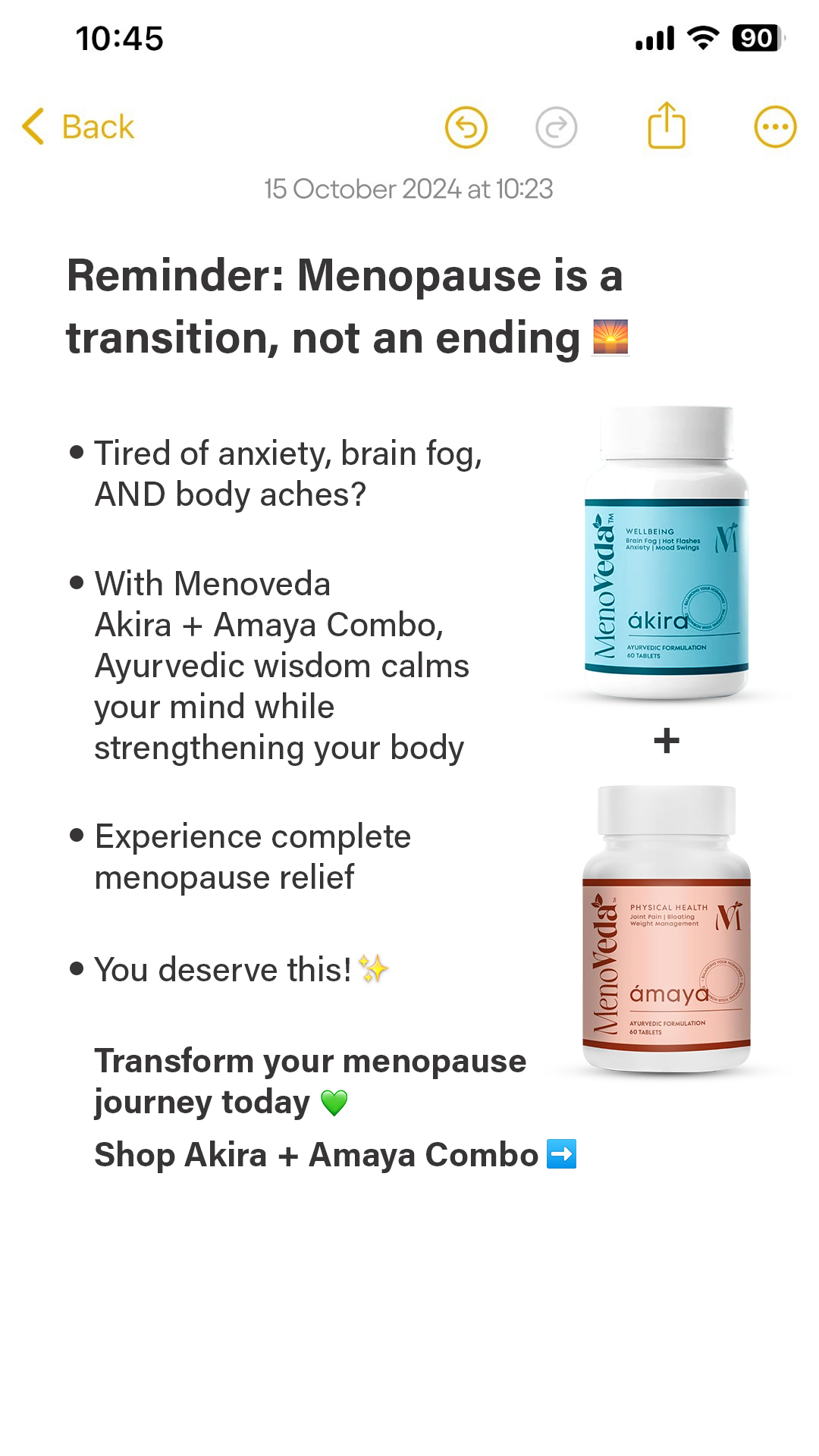Menoveda Facebook ad