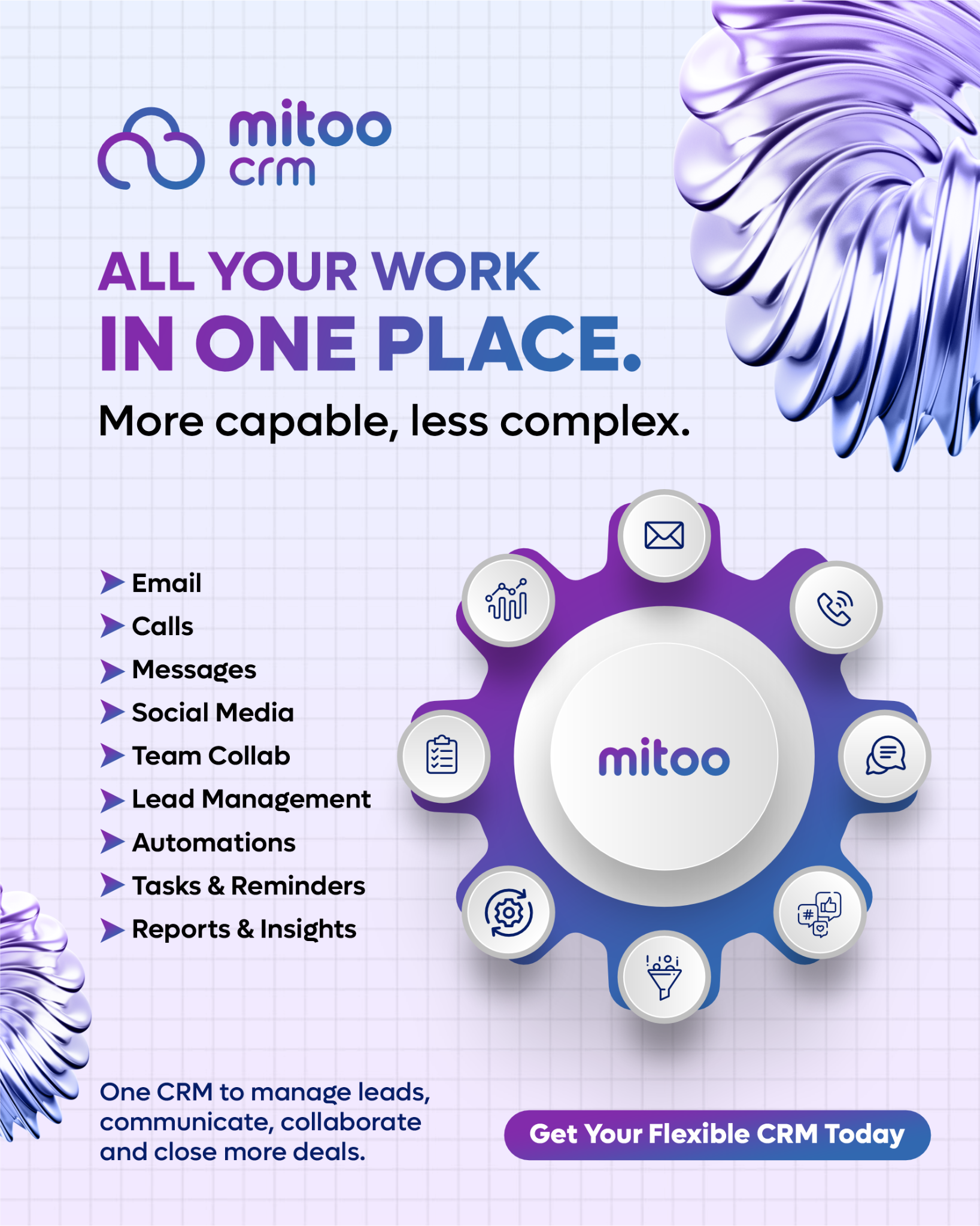 Mitoo CRM Facebook ad: All Your Work. One CRM.