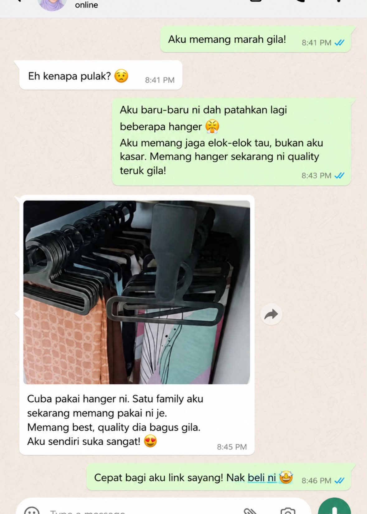 Shopper Malaysia Facebook ad: PATUT LA ramai tukar ke hanger macam ni…