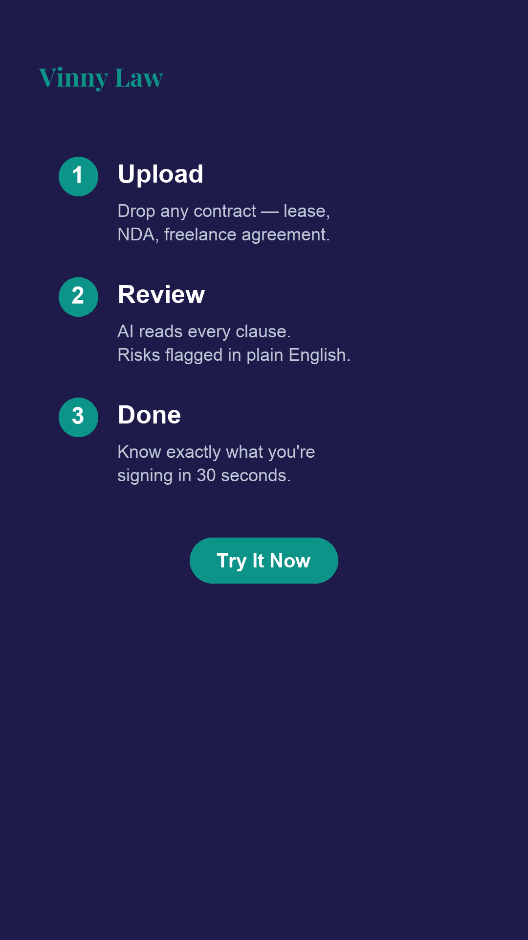 Vinny AI Facebook ad: Upload Any Contract. Get Risk Flags.