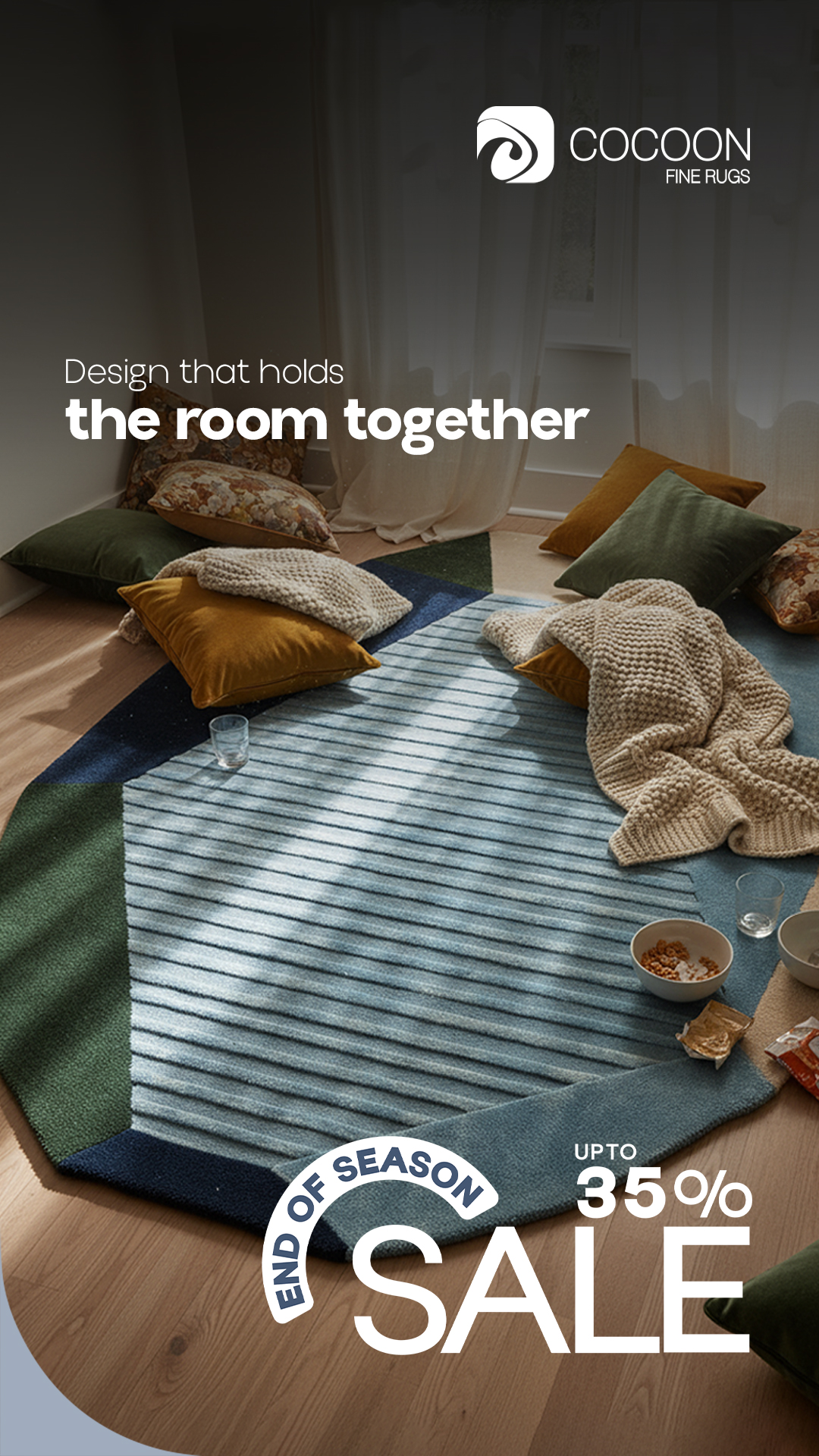 Cocoon Fine Rugs Facebook ad from Feb 25, 2026