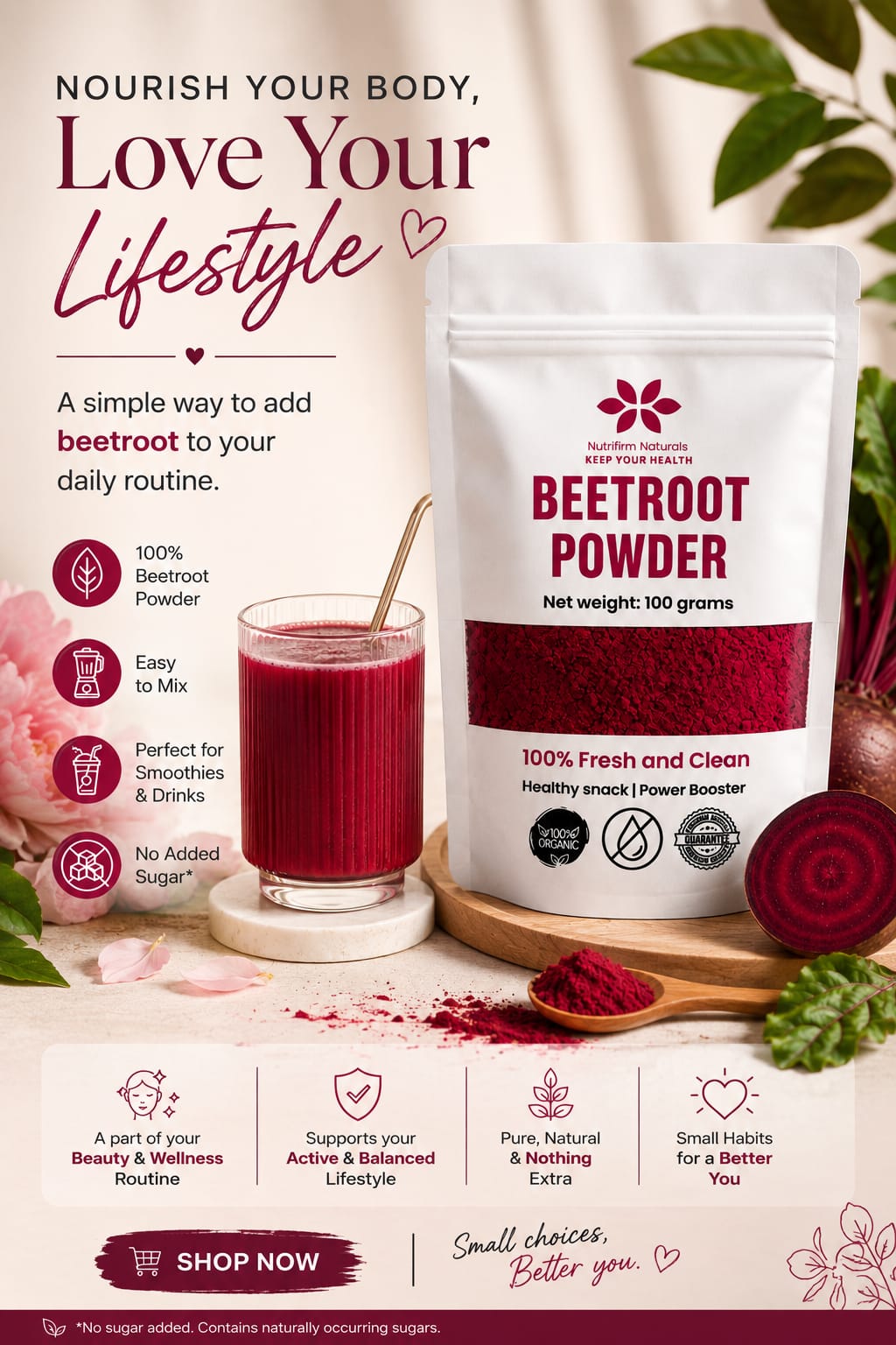 Nutrifirm Naturals Facebook ad: Natural Glow Starts Within