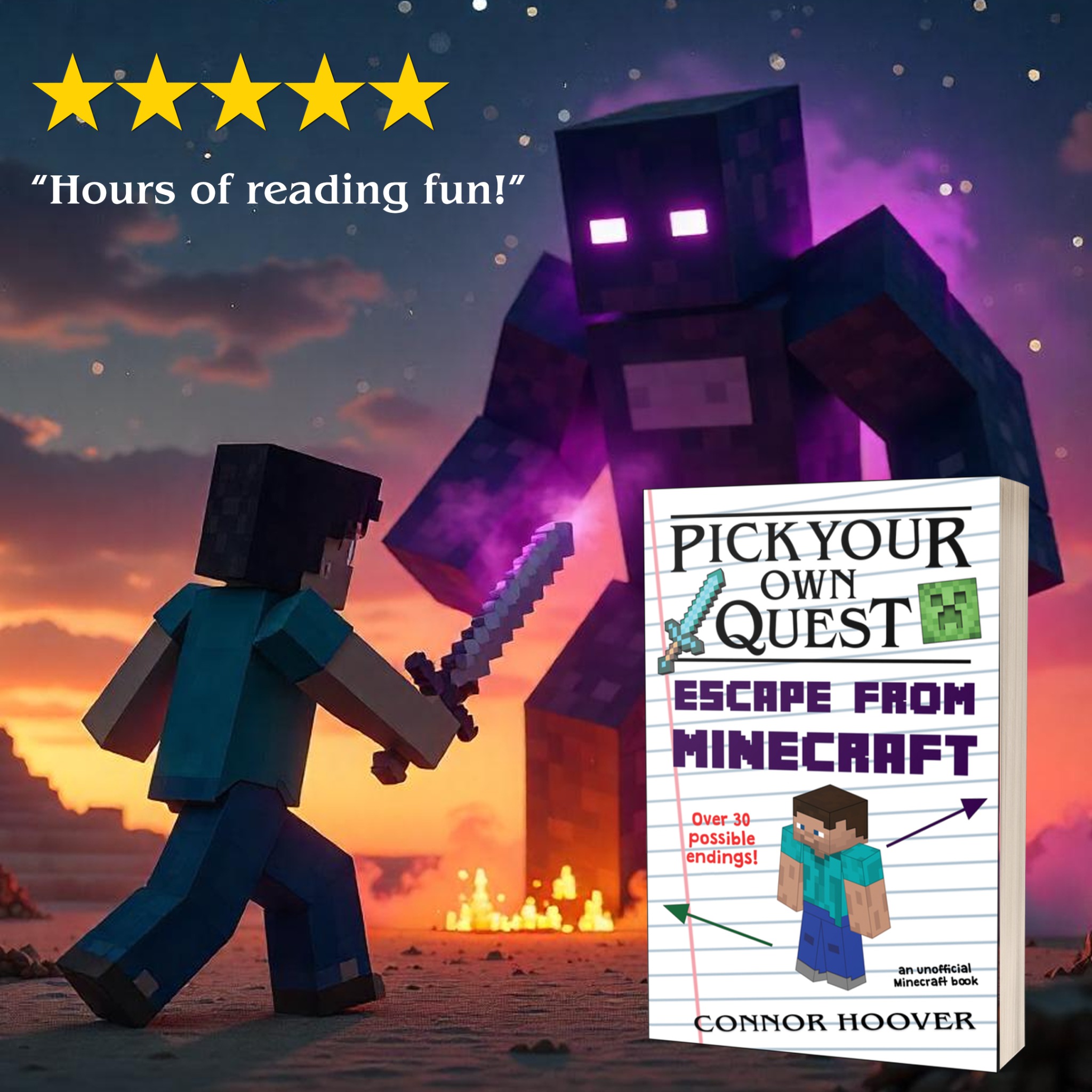 Pick Your Own Quest by Connor Hoover Facebook ad: The Minecraft book kids can’t stop reading!