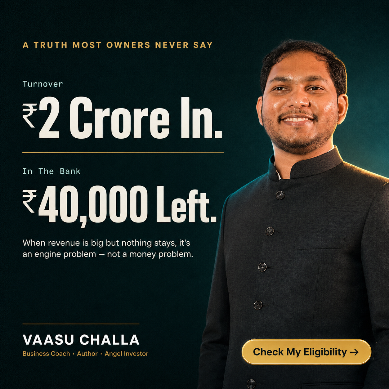 Vaasu Challa Money Secrets Facebook ad: Revenue Isn't Becoming Wealth