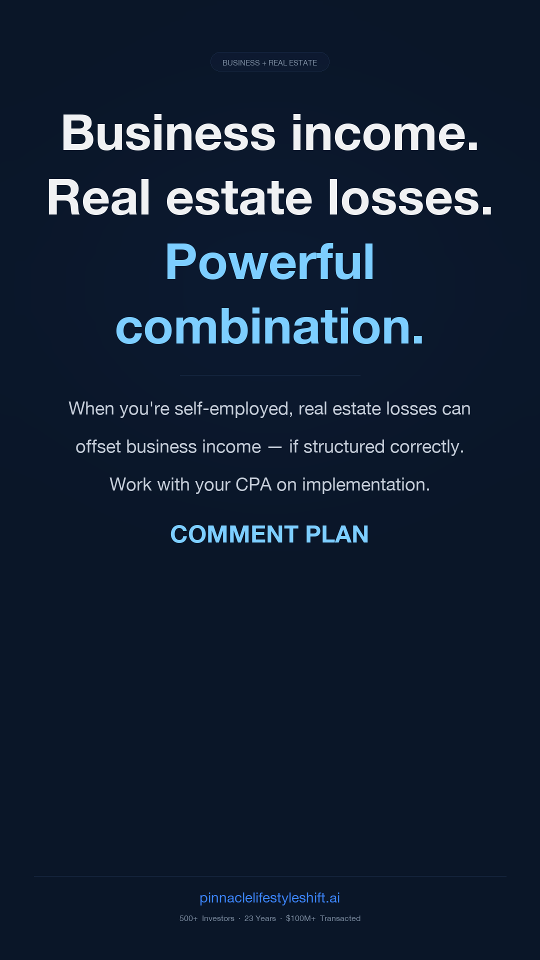 Pinnacle Lifestyle Shift Real Estate Mentorship Facebook ad from Aug 15, 2026