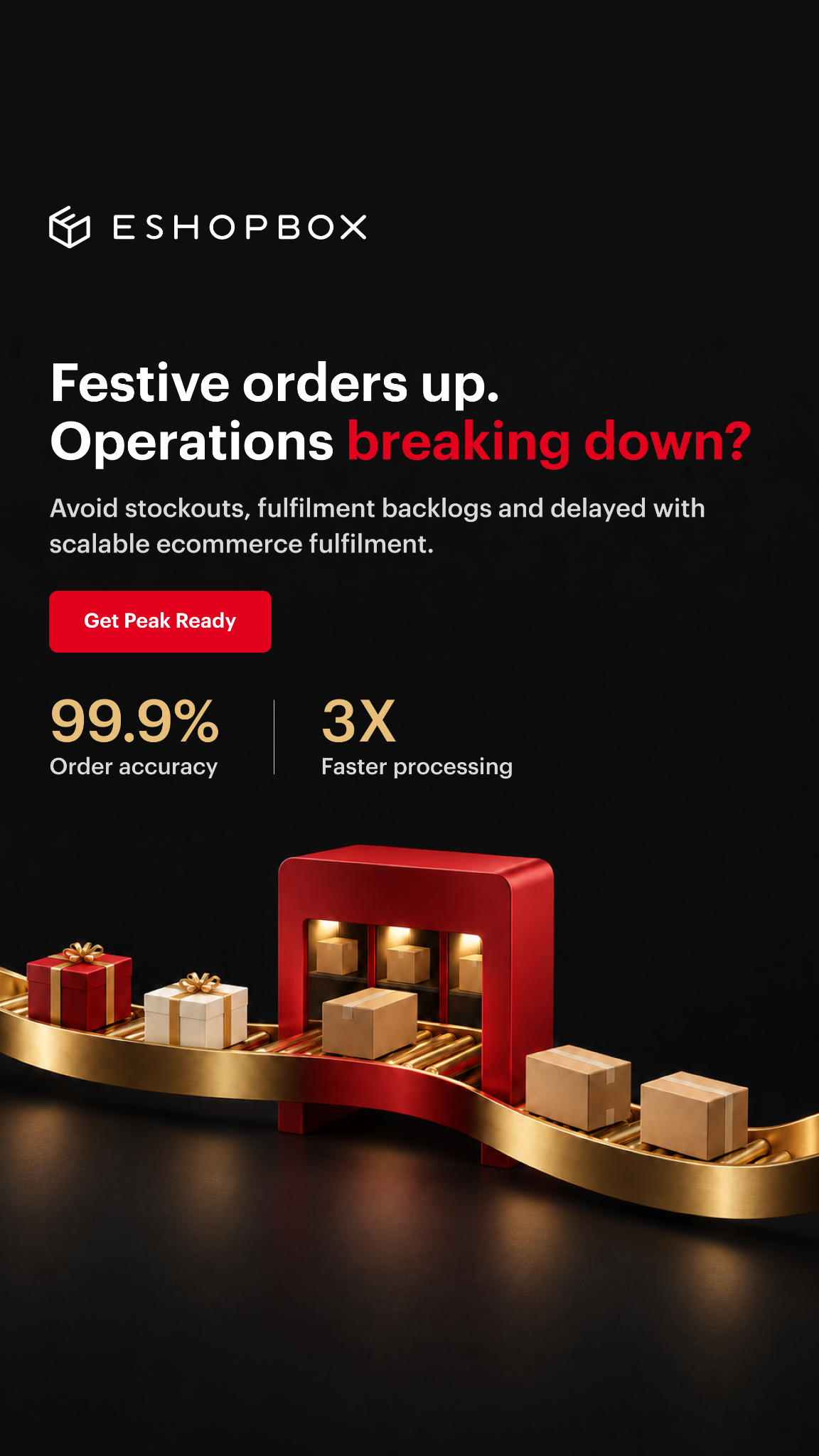 Eshopbox Facebook ad: Festive Orders Up. Operations Breaking Down?