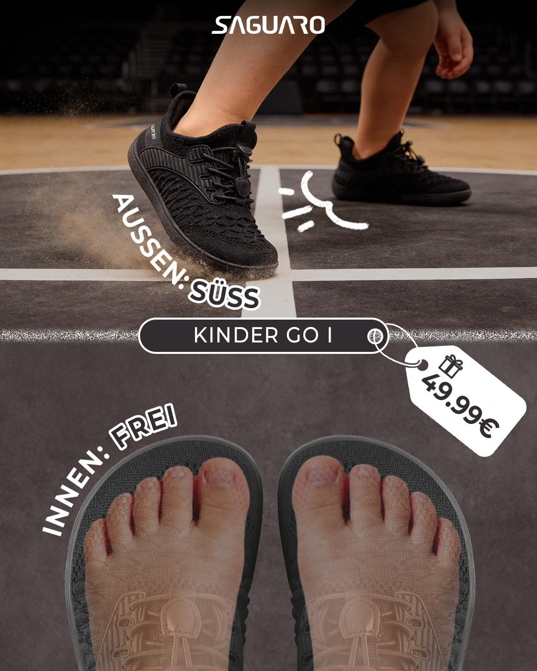 Saguaro De Facebook ad: Neue verbesserte Kinderschuhe, jetzt erhältlich
