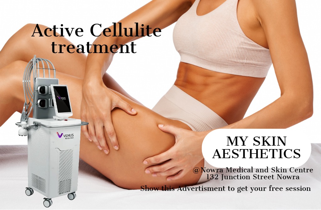 My Skin Aesthetics Nowra Facebook ad: Free session for Cellulite treatment- Plus free/Bulk billed…