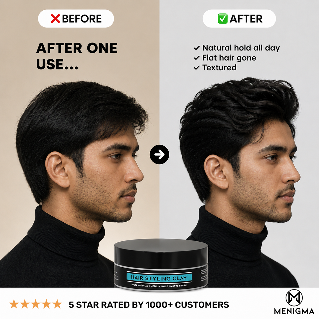 Menigma Facebook ad: Best Seller Men's Hair Styling Clay | 50,000+ Customers!