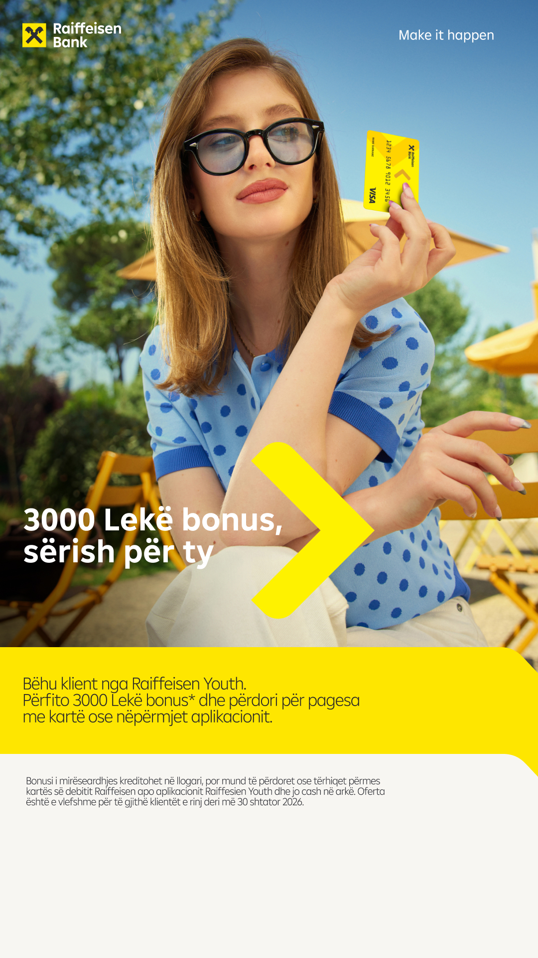 Raiffeisen Bank Shqipëri Facebook ad: 3000 Lekë bonus mirëseardhje