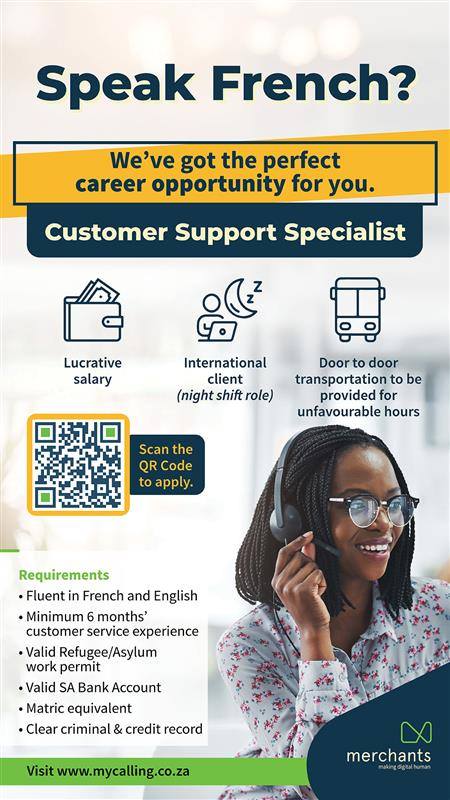 MyCalling for Merchants Facebook ad: French International Call Centre Agent, Cape Town CBD…