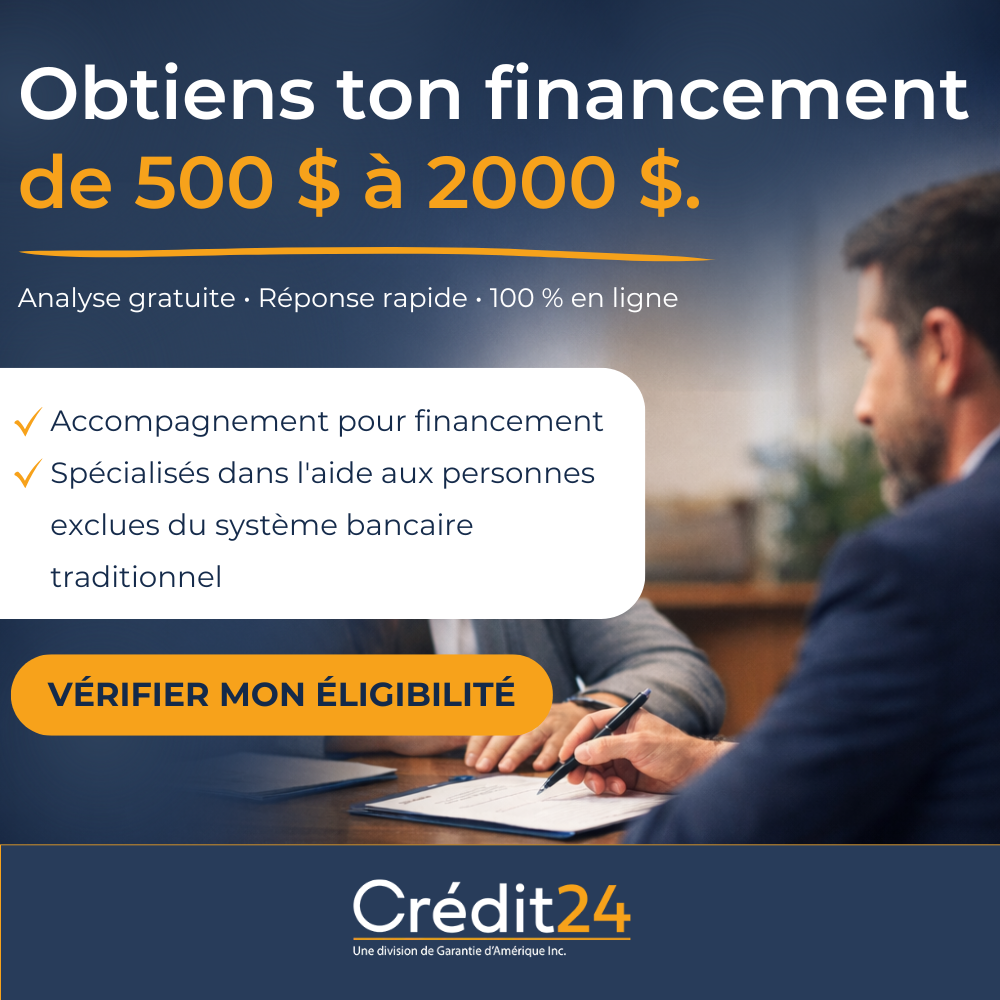 Crédit24 Facebook ad: Prêt de 500$ à 2000$