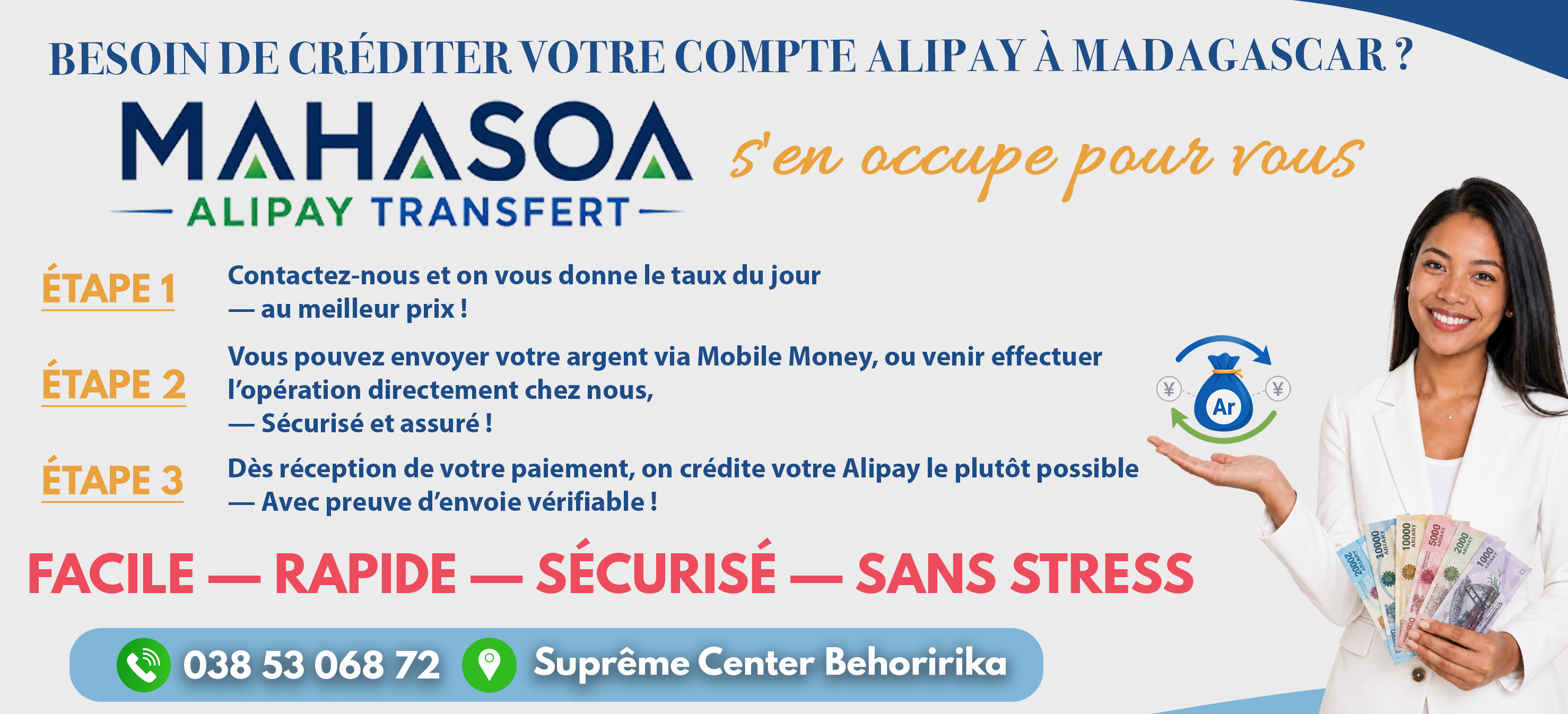 Mahasoa - Alipay Transfert MADA Facebook ad: ÉCHANGE ARIARY RMB, RAPIDE, FACILE, SÉCURISÉ & SANS…