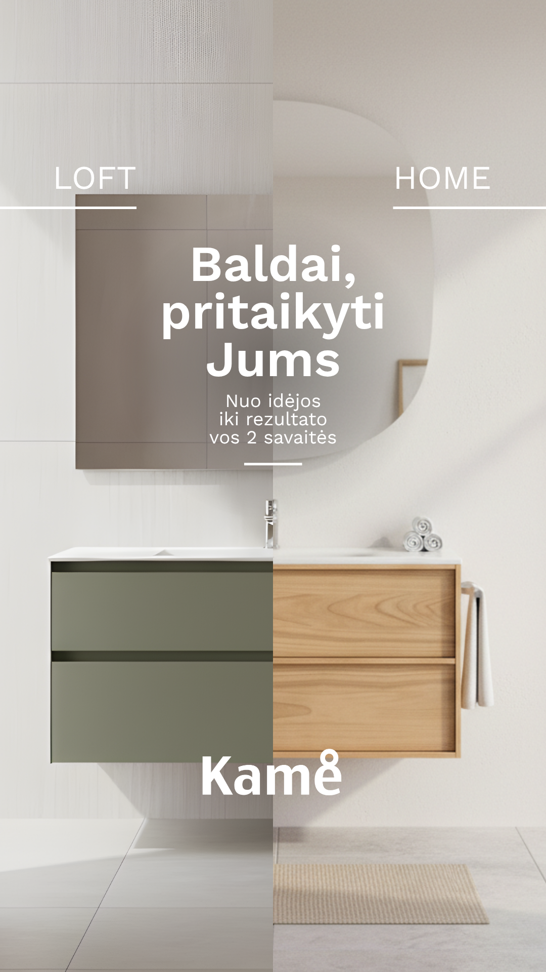 KAME bathroom furniture Facebook ad: Vonios baldai per 2 savaites