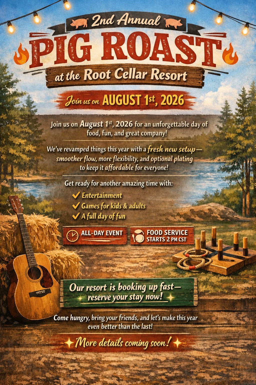 Root Cellar Resort Facebook ad: 2nd Annual Root Cellar Pig Roast