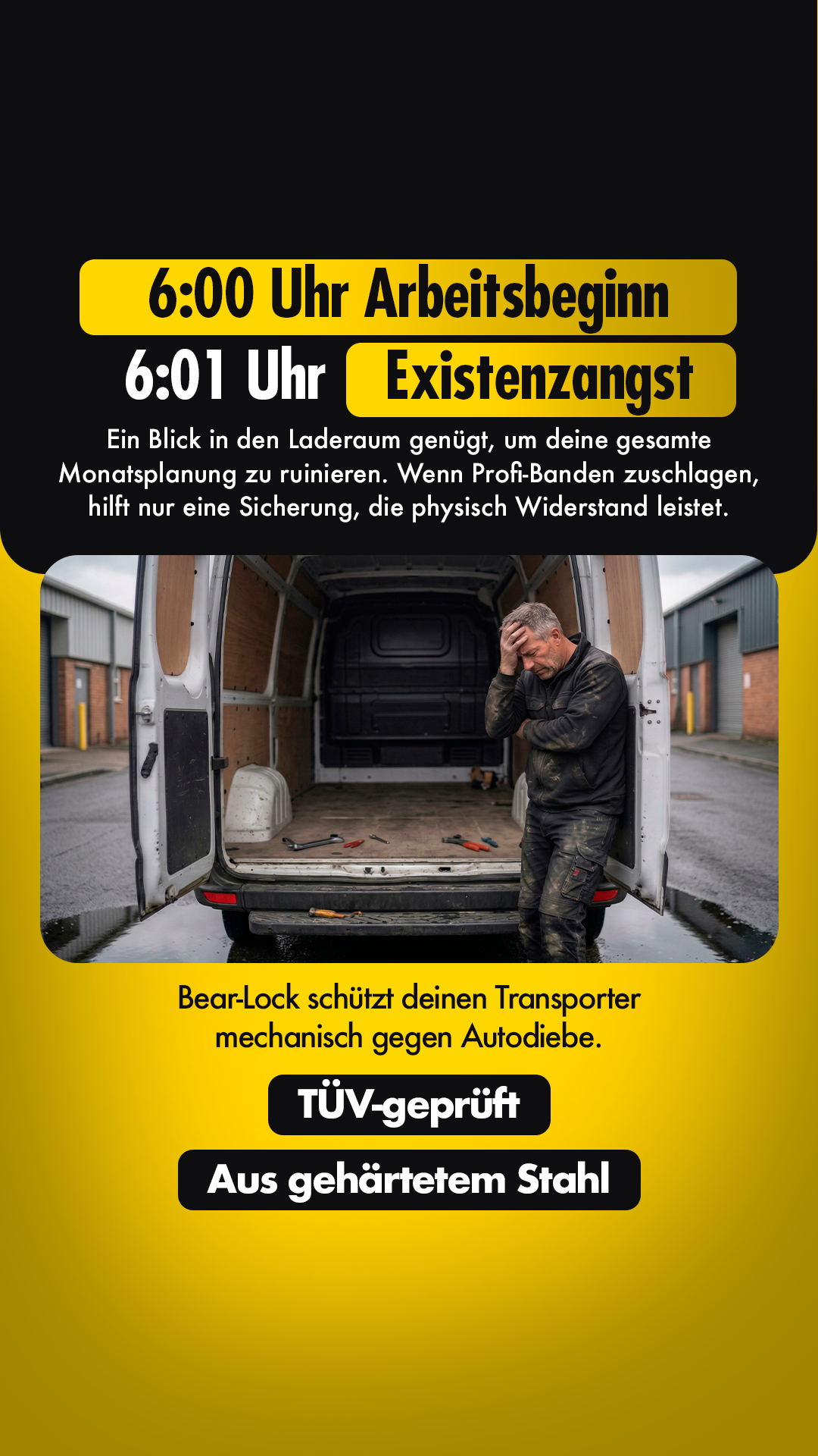 Bear-Lock Facebook ad: Bear-Lock macht deinen Transporter unknackbar