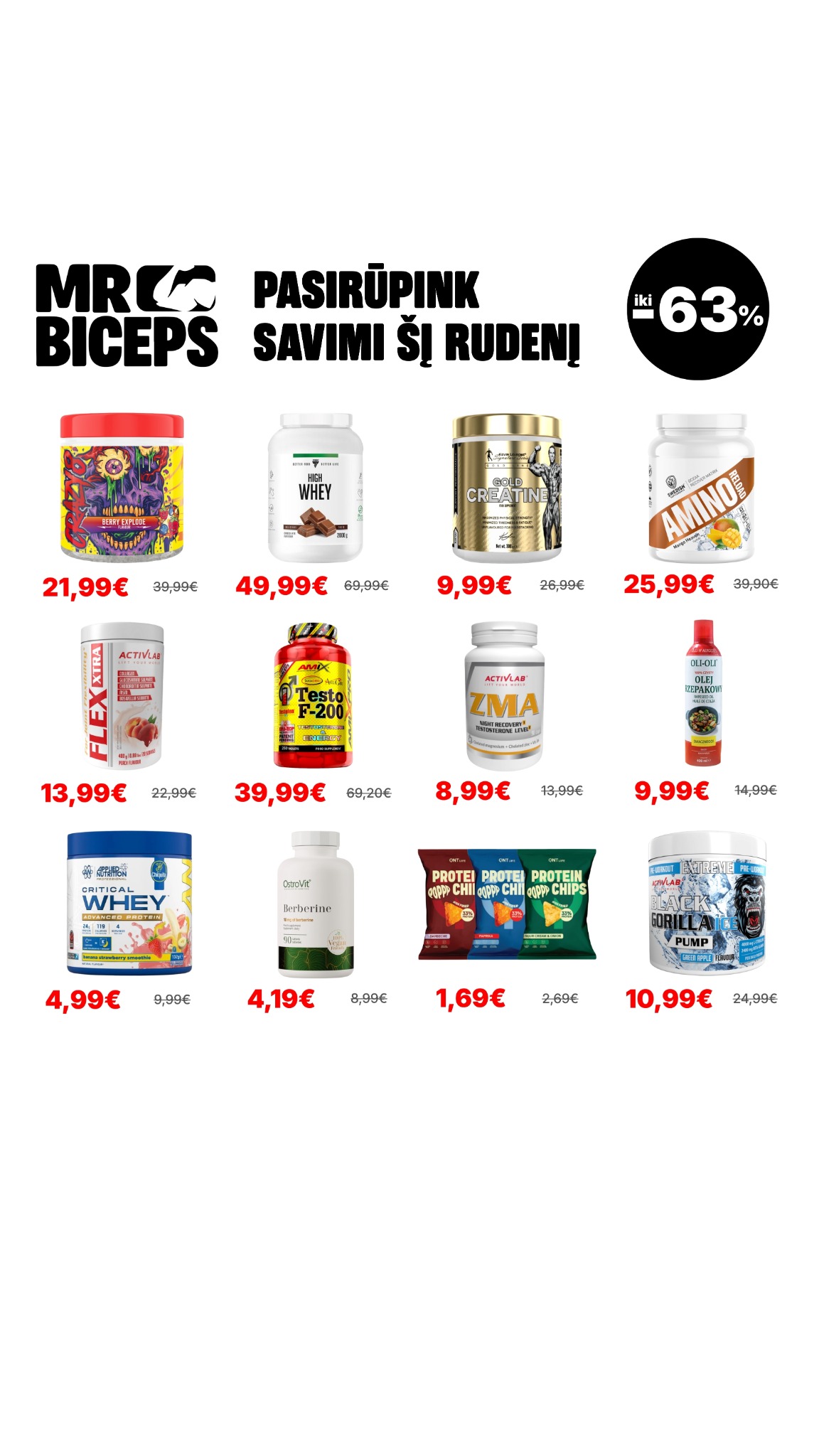 MrBiceps - Maisto Papildai Facebook ad: Papildyk atsargas pigiau