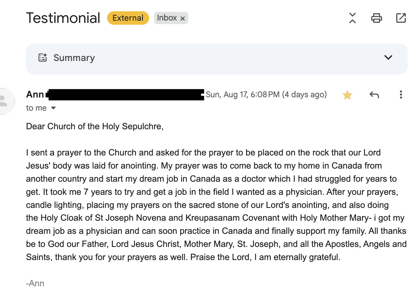 Holy Land Prayer Facebook ad