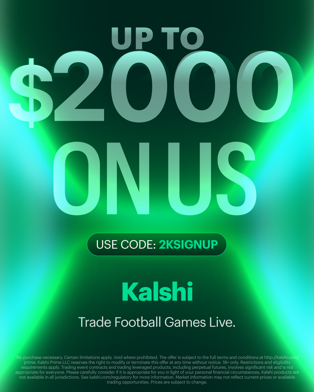 Kalshi - Trade the Headlines Facebook ad: Kalshi: Trade Football & more