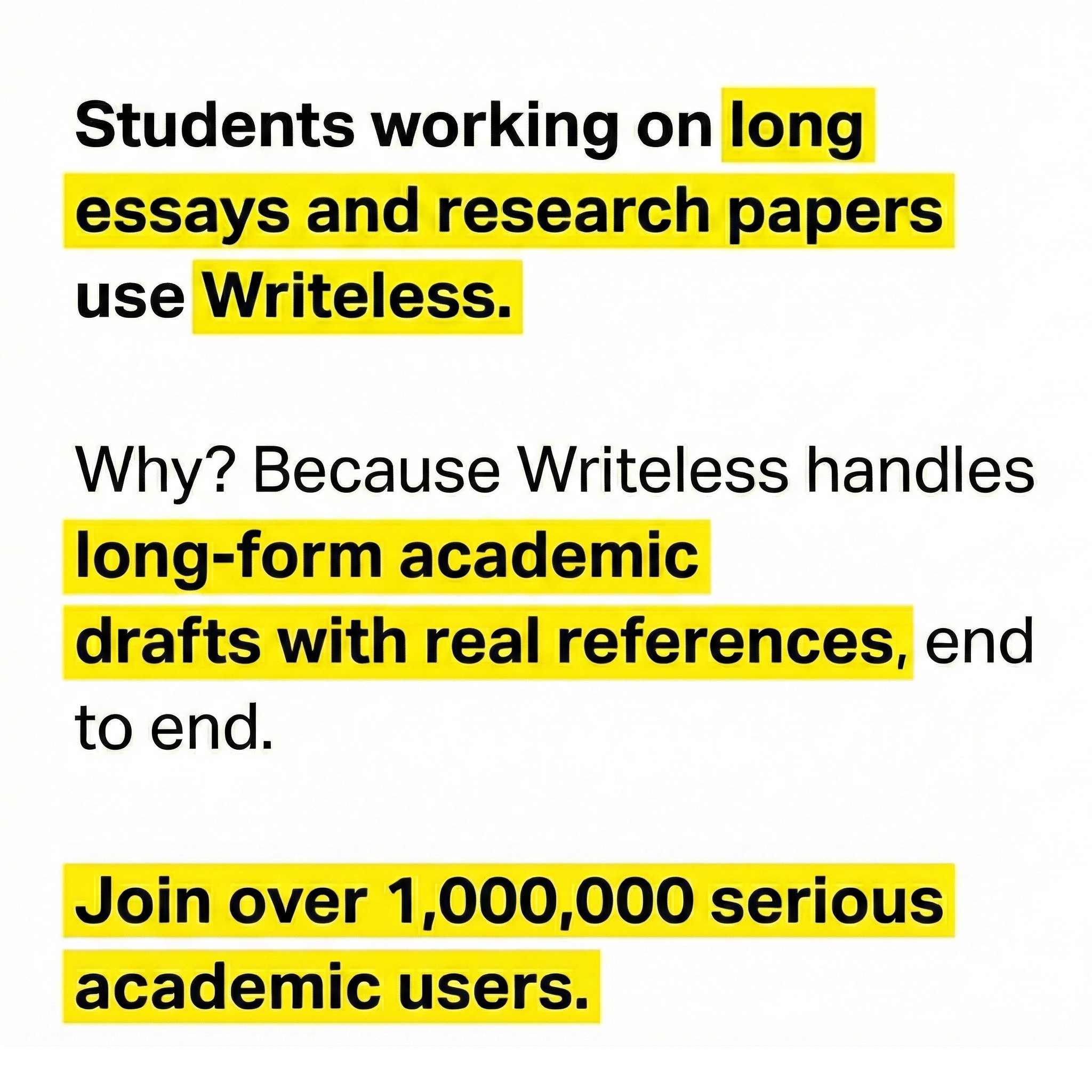 Writeless AI Facebook ad