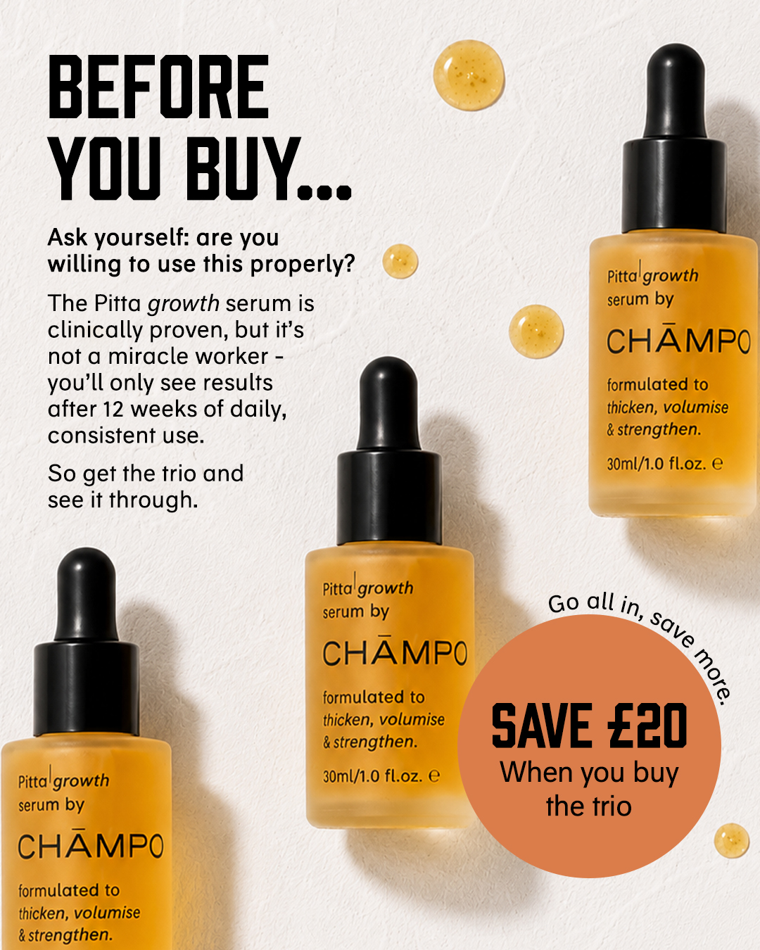 Chāmpo Haircare Facebook ad: For Thicker, Fuller Hair