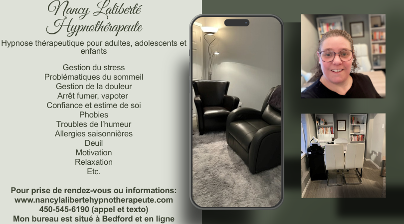 Nancy Laliberté Hypnothérapeute Facebook ad: Découvrez comment l'hypnose thérapeutique peut vous aider à…