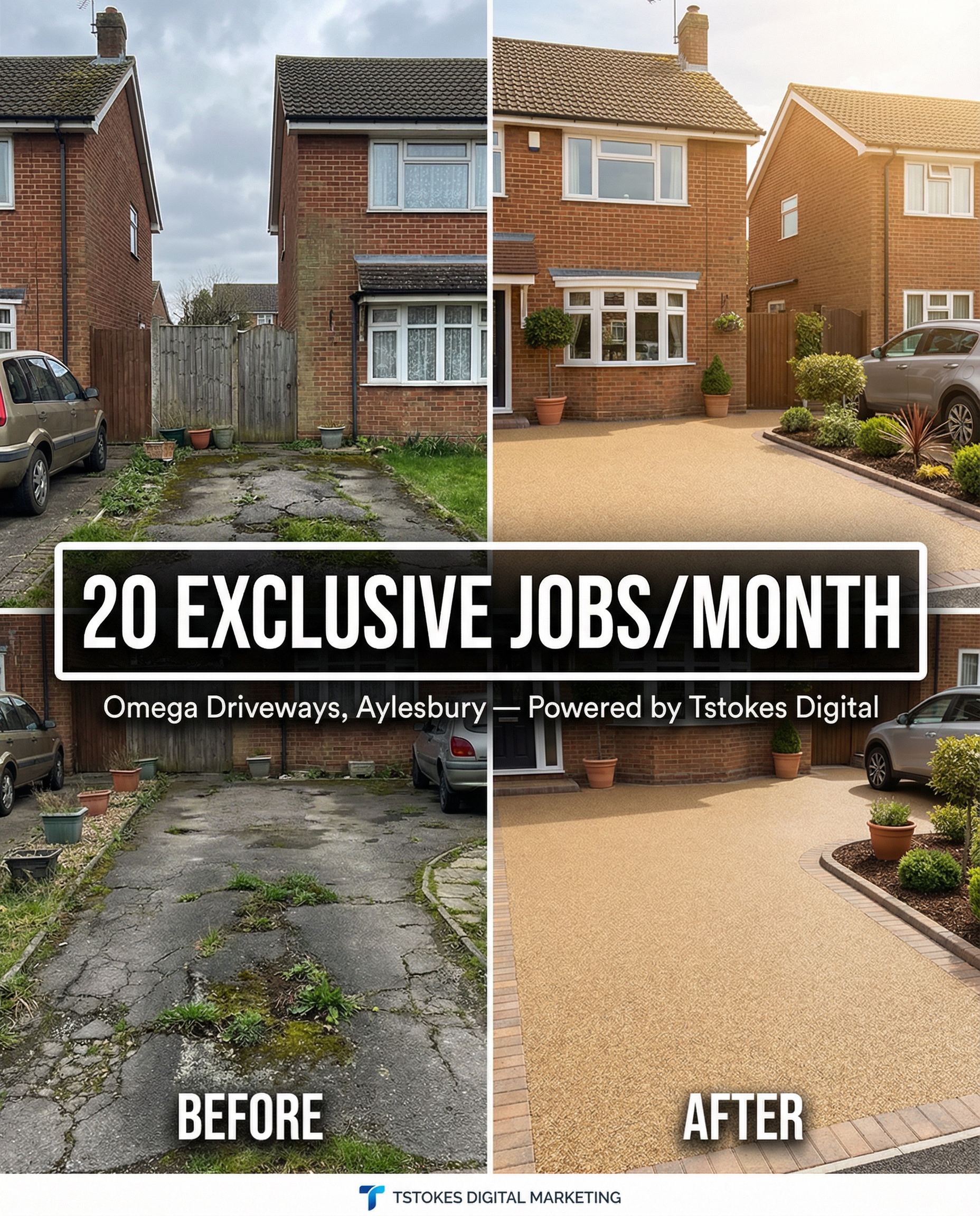 Tstokes Digital Facebook ad: 20 Exclusive Driveway Jobs/Month, See the Case Study