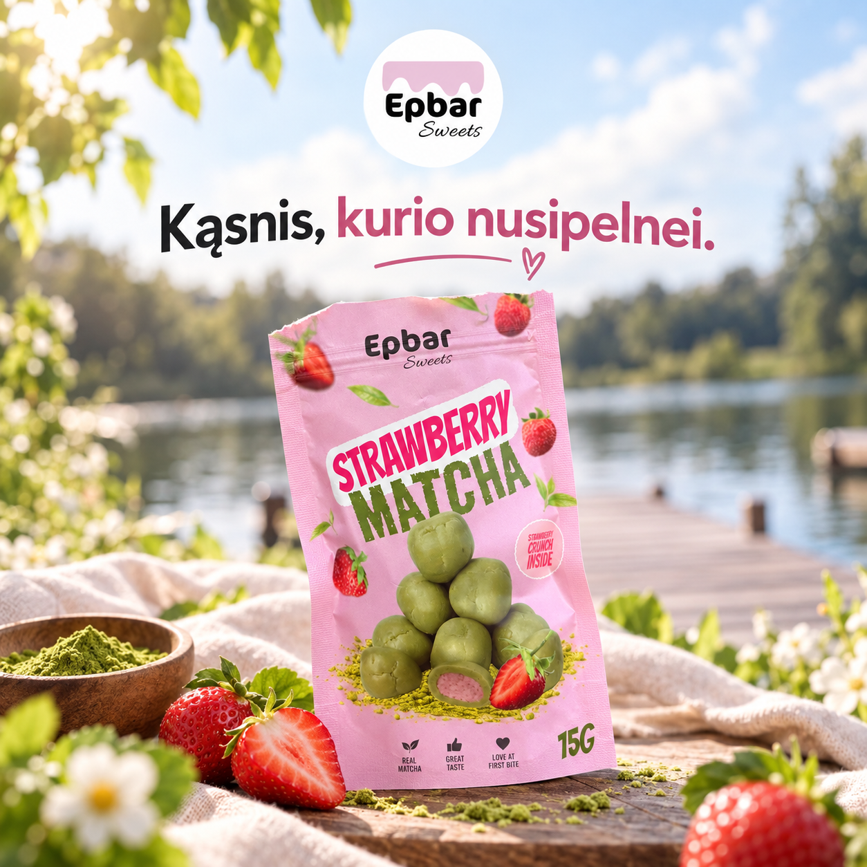 EPBAR Facebook ad: Matcha energija viename kąsnyje