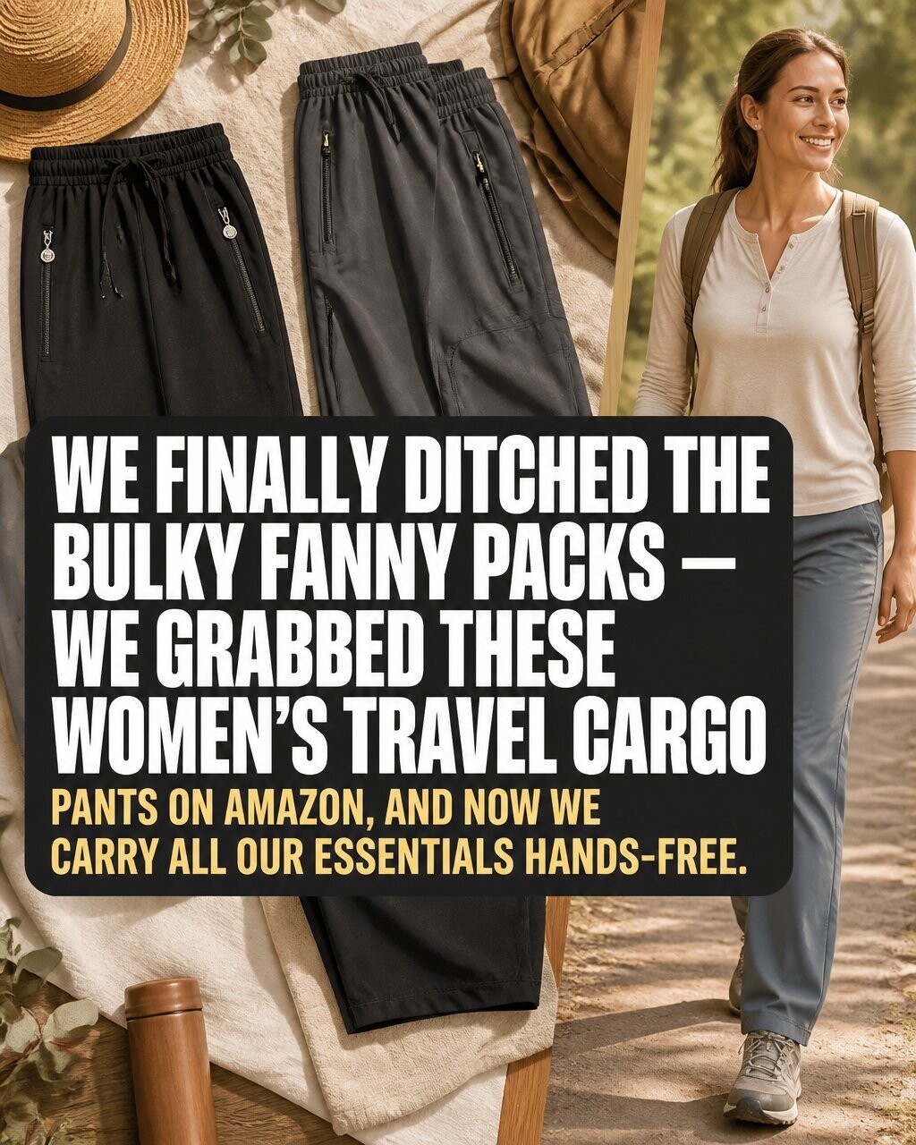 Offers.com Facebook ad: Travel Pants for Women That Pack and Wear Easily