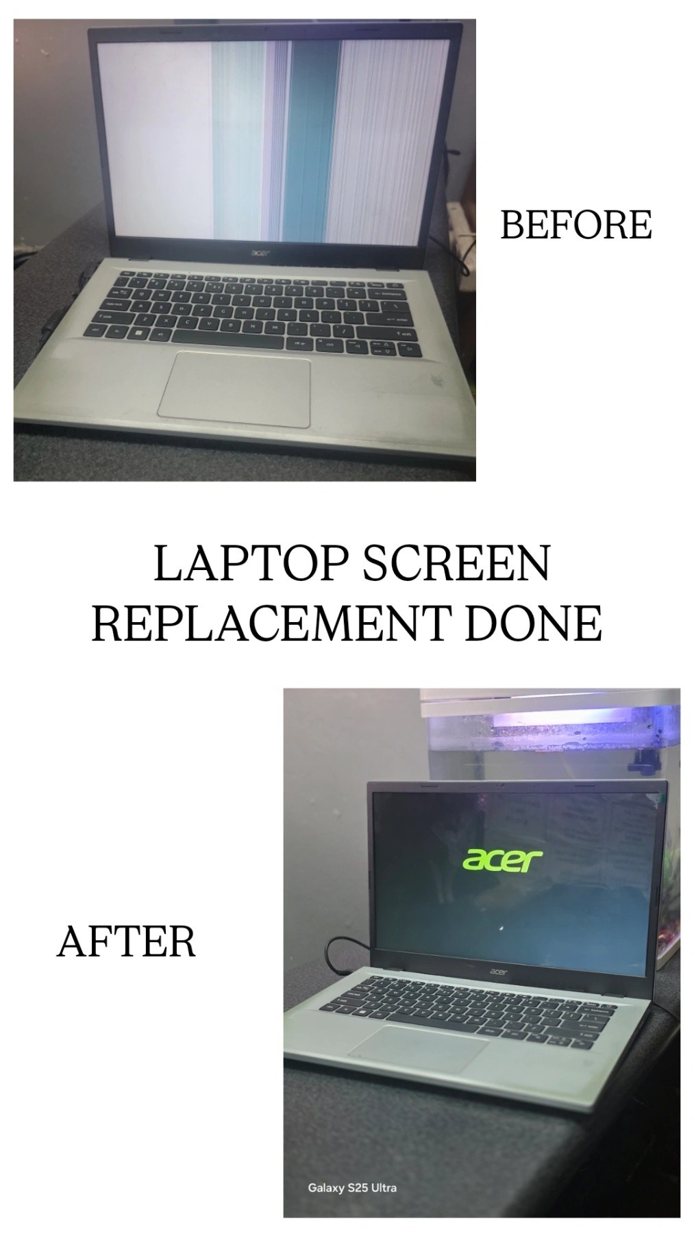 Alisha Investment Facebook ad: LAPTOP SCREEN REPLACEMENT DONE