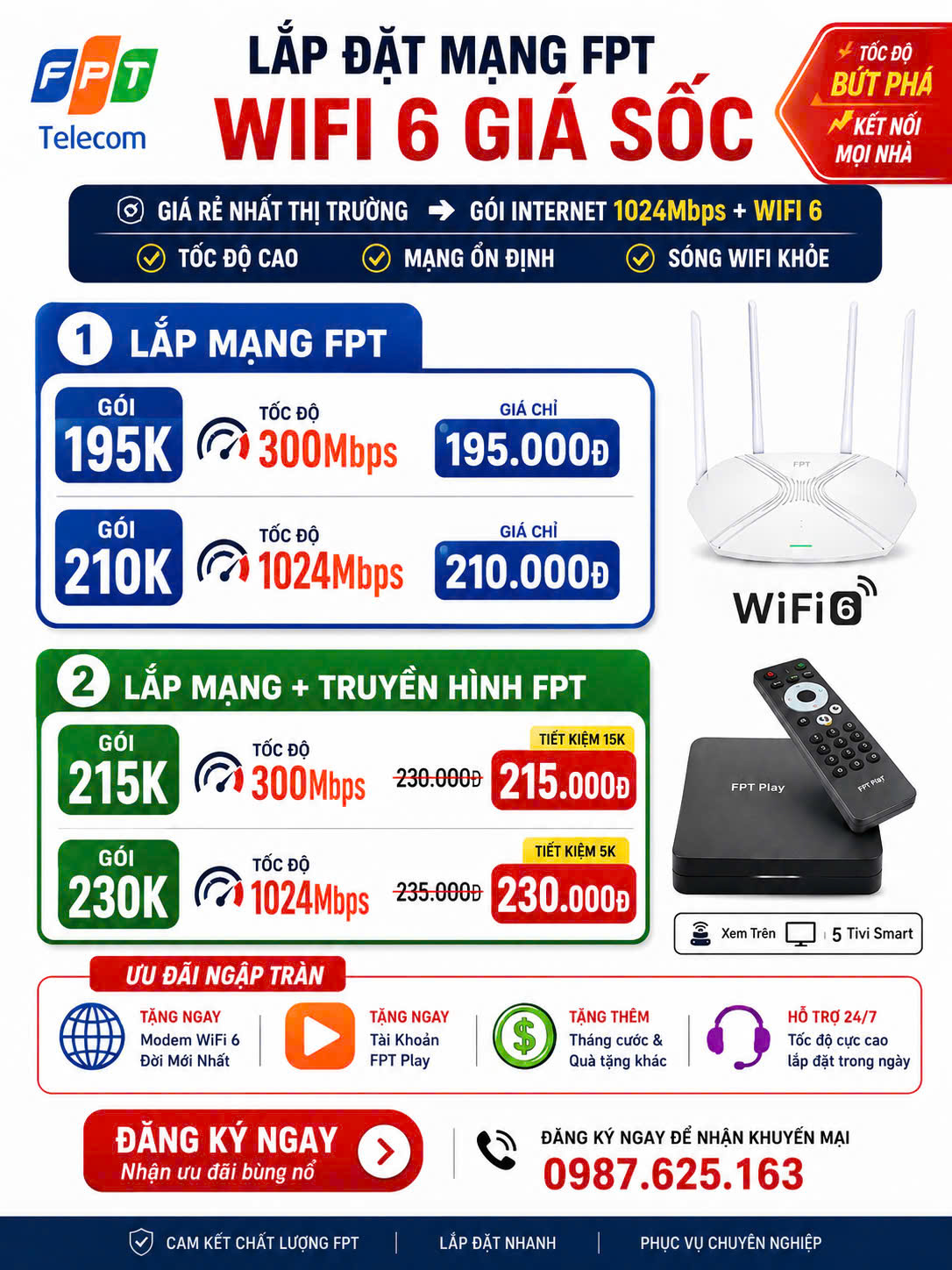 Tổng Đài Lắp Đặt Mạng FPT Facebook ad: LẮP MẠNG FPT WIFI 6, NHANH, MẠNH, GIÁ…