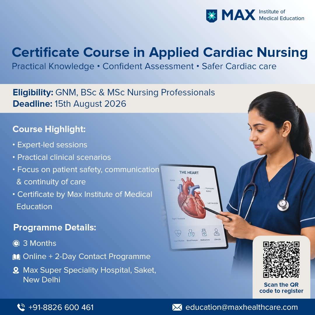 Max Institute of Medical Education - MIME Facebook ad: Certificate Course in Applied Cardiac Nursing