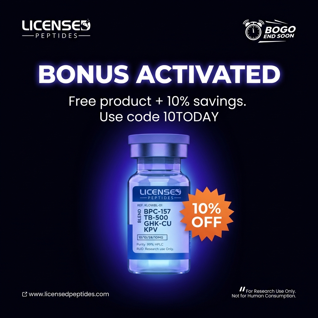 LicensedPeptides.com Facebook ad: Buy One Get One Free Sale Ends Soon