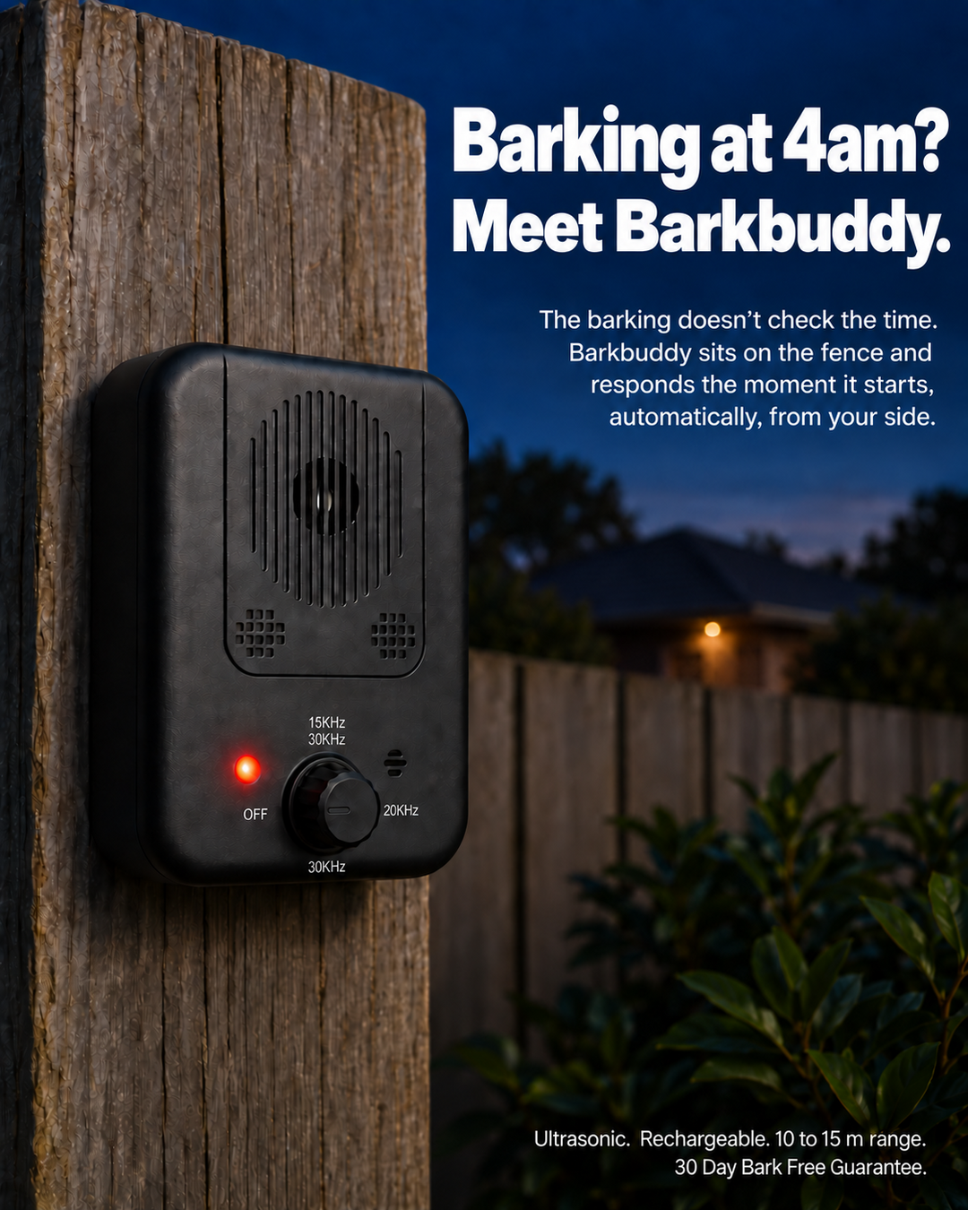 Canine Corner Australia Facebook ad: Barking at 4am? Meet Barkbuddy.