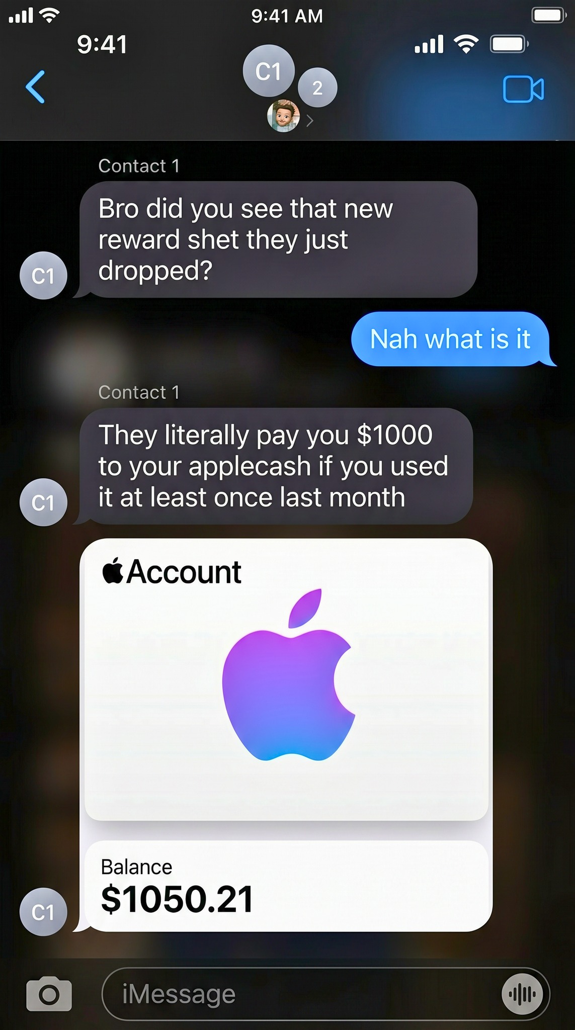 Katharina Leitner Facebook ad: $1,000 Apple Cash Credit