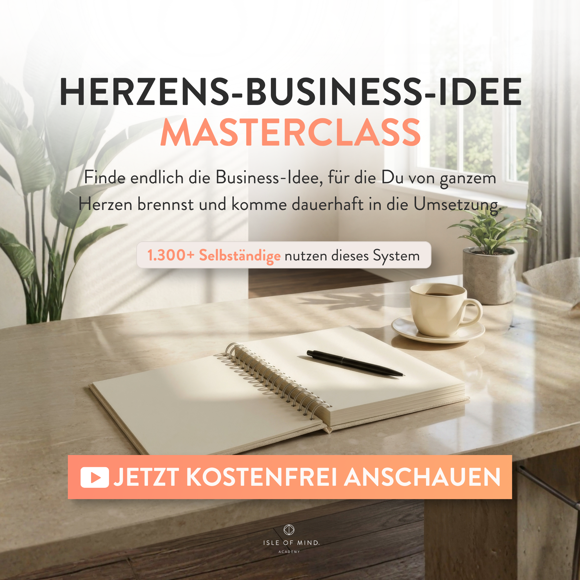 Isleofmind_academy Facebook ad: Kostenloser Videokurs: Deine Business-Idee für 2026