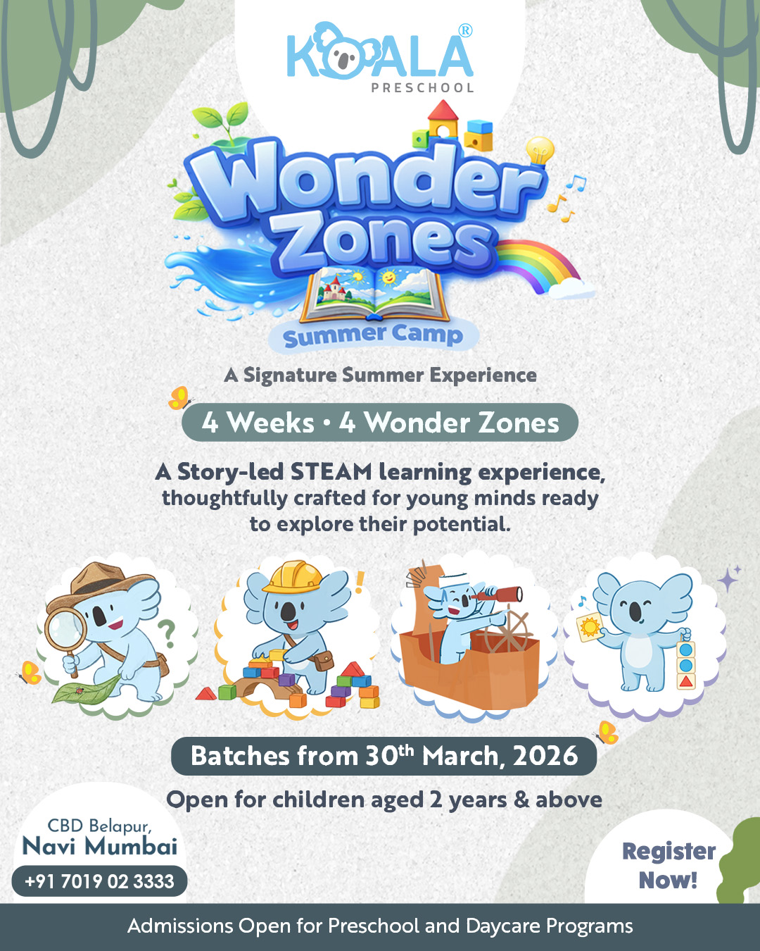 Koala Preschool CBD Belapur, Mumbai Facebook ad: 4 weeks. 4 Wonder Zones.