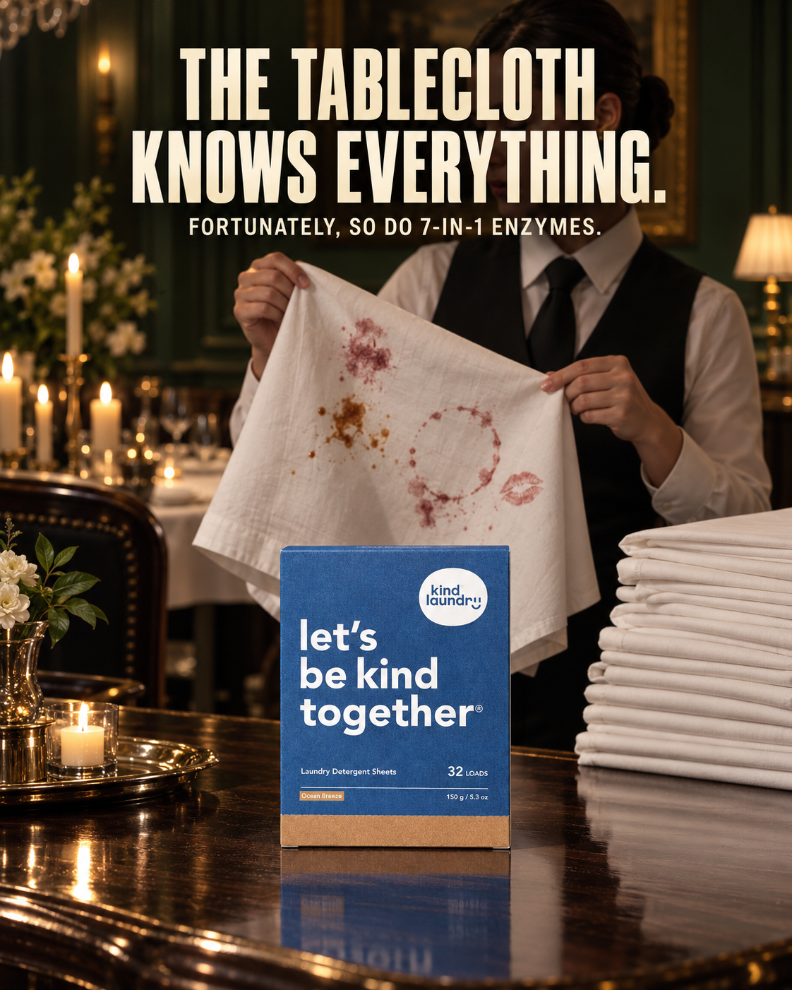 Kind Laundry Facebook ad: Seven Enzyme Types, Each One Targeting a Different Stain…