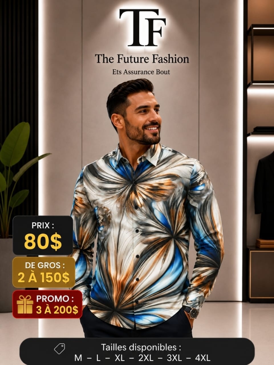 Christophe collection Facebook ad: CHEMISES FOULARDS HAUTE QUALITÉ DISPONIBLES